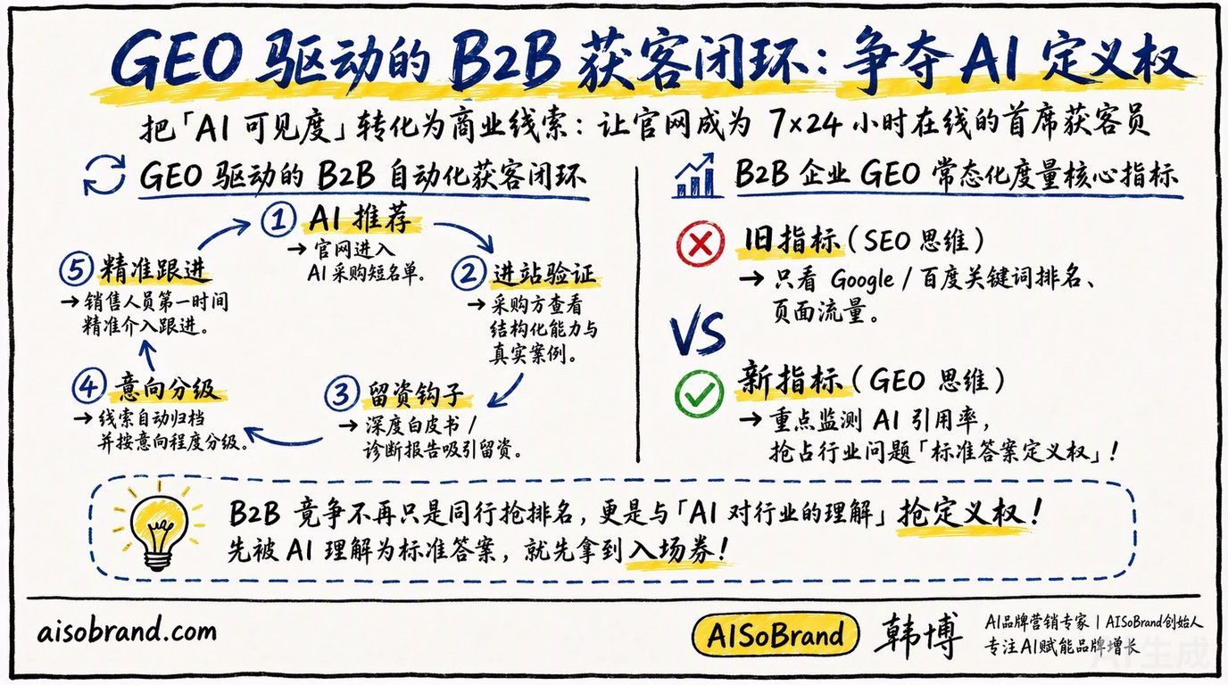 图3：GEO驱动的B2B获客闭环——争夺AI定义权