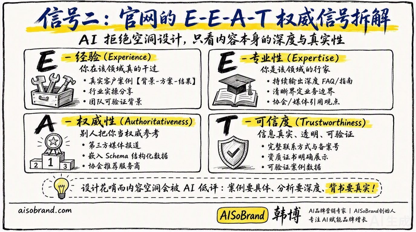 信号二：官网的 E-E-A-T 权威信号拆解
