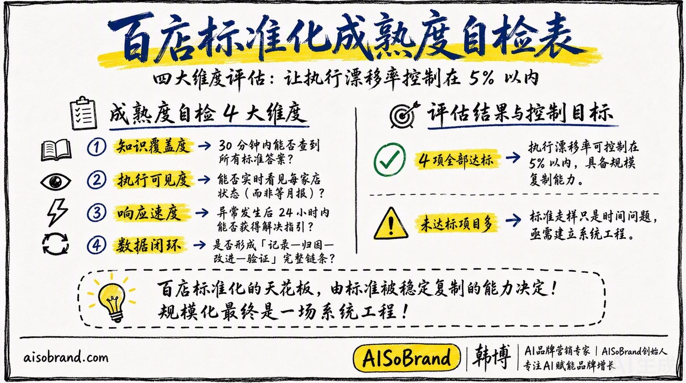 百店标准化成熟度自检表：四大维度把执行漂移率控制在5%以内
