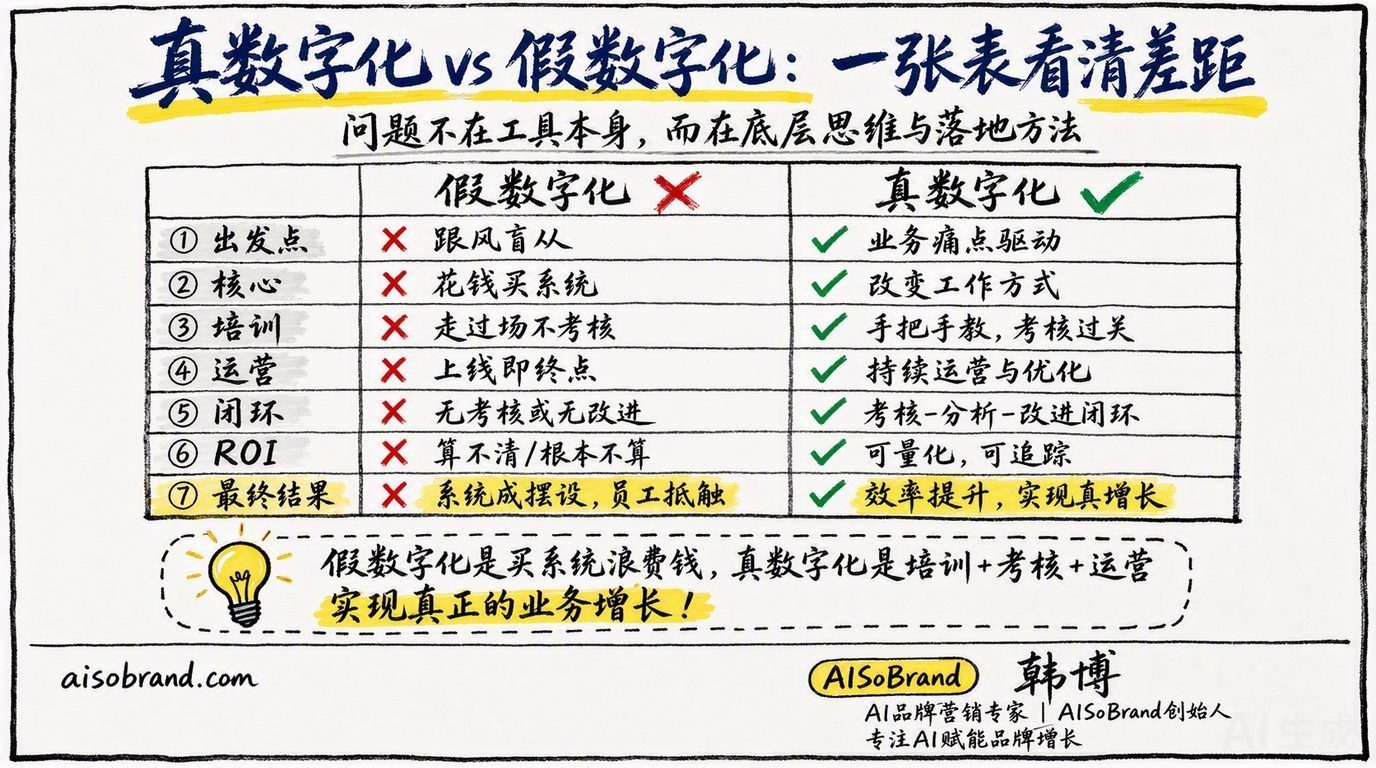 真数字化vs假数字化：一张表看清差距