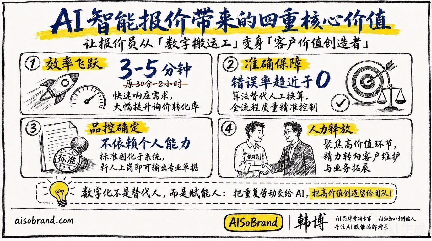 AI智能报价带来的四重核心价值：效率提升、准确性保障、品控确定性、人力释放